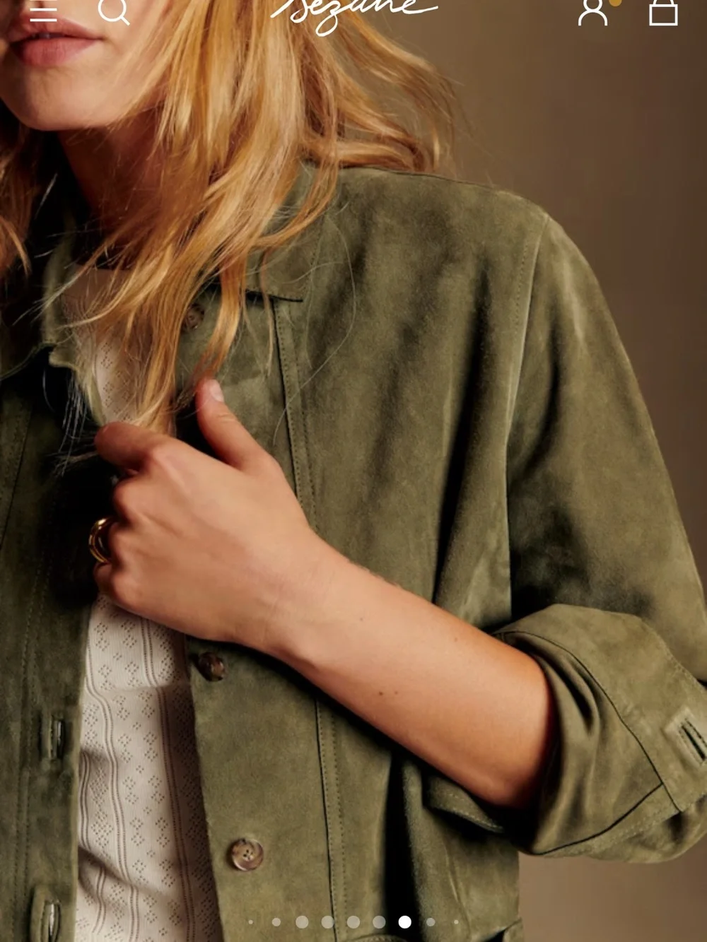 Sezane Olive Green Suede Jacket - Picture 3 of 5